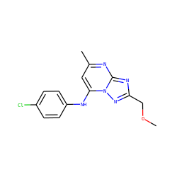 COCc1nc2nc(C)cc(Nc3ccc(Cl)cc3)n2n1 ZINC000073314616