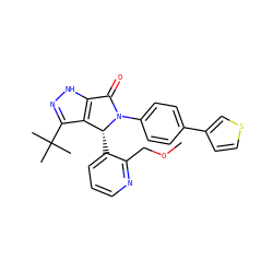 COCc1ncccc1[C@@H]1c2c(C(C)(C)C)n[nH]c2C(=O)N1c1ccc(-c2ccsc2)cc1 ZINC000096177134