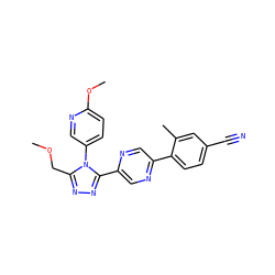 COCc1nnc(-c2cnc(-c3ccc(C#N)cc3C)cn2)n1-c1ccc(OC)nc1 ZINC000040893164