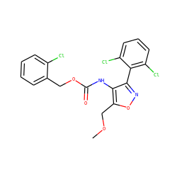 COCc1onc(-c2c(Cl)cccc2Cl)c1NC(=O)OCc1ccccc1Cl ZINC000059069053