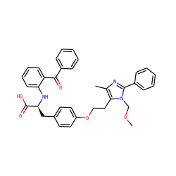 COCn1c(-c2ccccc2)nc(C)c1CCOc1ccc(C[C@H](Nc2ccccc2C(=O)c2ccccc2)C(=O)O)cc1 ZINC000012358075