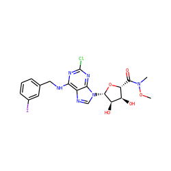 CON(C)C(=O)[C@H]1O[C@@H](n2cnc3c(NCc4cccc(I)c4)nc(Cl)nc32)[C@H](O)[C@@H]1O ZINC000042889060