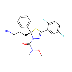 CON(C)C(=O)N1N=C(c2cc(F)ccc2F)S[C@@]1(CCCN)c1ccccc1 ZINC000043204022