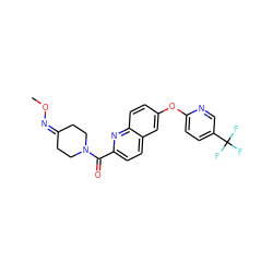 CON=C1CCN(C(=O)c2ccc3cc(Oc4ccc(C(F)(F)F)cn4)ccc3n2)CC1 ZINC001772625684