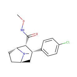 CONC(=O)[C@@H]1[C@H](c2ccc(Cl)cc2)C[C@H]2CC[C@H]1N2C ZINC000100728432