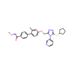 CONC(=O)c1ccc(-c2ccc(OCc3nnc(SC4CCCC4)n3-c3cccnc3)cc2C)cc1 ZINC000095594721