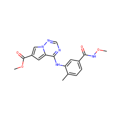 CONC(=O)c1ccc(C)c(Nc2ncnn3cc(C(=O)OC)cc23)c1 ZINC000014974206