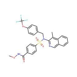 CONC(=O)c1ccc(S(=O)(=O)N(Cc2ccc(OC(F)(F)F)cc2)c2ncc3ccccc3c2C)cc1 ZINC000216502677