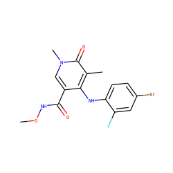 CONC(=O)c1cn(C)c(=O)c(C)c1Nc1ccc(Br)cc1F ZINC000013679362