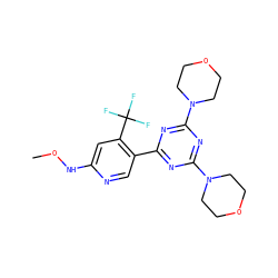 CONc1cc(C(F)(F)F)c(-c2nc(N3CCOCC3)nc(N3CCOCC3)n2)cn1 ZINC001772648755