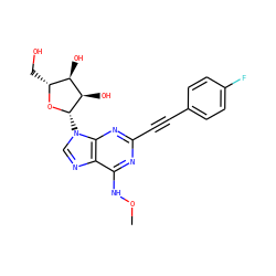 CONc1nc(C#Cc2ccc(F)cc2)nc2c1ncn2[C@@H]1O[C@H](CO)[C@@H](O)[C@H]1O ZINC000003948105