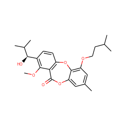 COc1c([C@@H](O)C(C)C)ccc2c1C(=O)Oc1cc(C)cc(OCCC(C)C)c1O2 ZINC000028457073