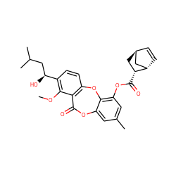 COc1c([C@@H](O)CC(C)C)ccc2c1C(=O)Oc1cc(C)cc(OC(=O)[C@@H]3C[C@H]4C=C[C@H]3C4)c1O2 ZINC000101022537
