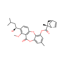 COc1c([C@@H](O)CC(C)C)ccc2c1C(=O)Oc1cc(C)cc(OC(=O)[C@]3(C)C[C@H]4C=C[C@H]3C4)c1O2 ZINC000101042982