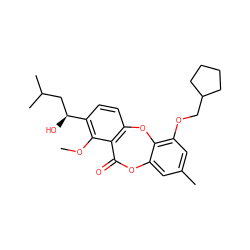 COc1c([C@@H](O)CC(C)C)ccc2c1C(=O)Oc1cc(C)cc(OCC3CCCC3)c1O2 ZINC000028459604