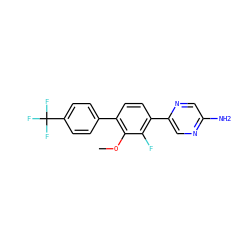 COc1c(-c2ccc(C(F)(F)F)cc2)ccc(-c2cnc(N)cn2)c1F ZINC000224775374