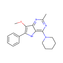 COc1c(-c2ccccc2)[nH]c2c(N3CCCCC3)nc(C)nc12 ZINC000013835035