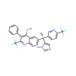 COc1c(-c2ccccc2)c(C(F)(F)F)nc2ccc([C@@](O)(c3ccc(C(F)(F)F)nc3)c3cncn3C)cc12 ZINC000217343872