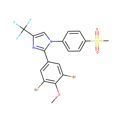 COc1c(Br)cc(-c2nc(C(F)(F)F)cn2-c2ccc(S(C)(=O)=O)cc2)cc1Br ZINC000029396069