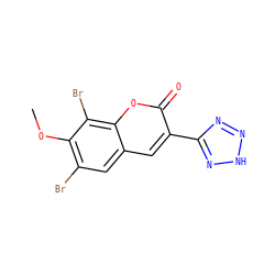 COc1c(Br)cc2cc(-c3nn[nH]n3)c(=O)oc2c1Br ZINC000725326979