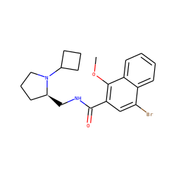 COc1c(C(=O)NC[C@H]2CCCN2C2CCC2)cc(Br)c2ccccc12 ZINC000013862880