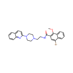 COc1c(C(=O)NCCN2CCN(c3ccc4ccccc4n3)CC2)cc(Br)c2ccccc12 ZINC000013761270