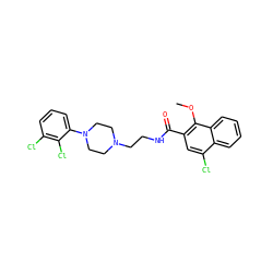 COc1c(C(=O)NCCN2CCN(c3cccc(Cl)c3Cl)CC2)cc(Cl)c2ccccc12 ZINC000013761267