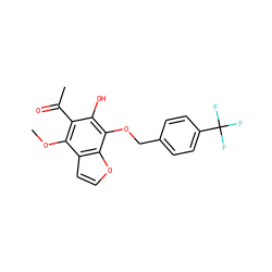 COc1c(C(C)=O)c(O)c(OCc2ccc(C(F)(F)F)cc2)c2occc12 ZINC000013682366