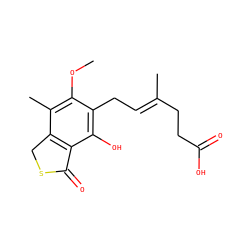 COc1c(C)c2c(c(O)c1C/C=C(\C)CCC(=O)O)C(=O)SC2 ZINC000013759722