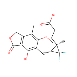 COc1c(C)c2c(c(O)c1C[C@H]1C(F)(F)[C@]1(C)CCC(=O)O)C(=O)OC2 ZINC000027897563