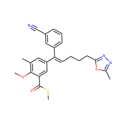 COc1c(C)cc(/C(=C/CCCc2nnc(C)o2)c2cccc(C#N)c2)cc1C(=O)SC ZINC000028711724