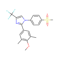 COc1c(C)cc(-c2nc(C(F)(F)F)cn2-c2ccc(S(C)(=O)=O)cc2)cc1C ZINC000003814615