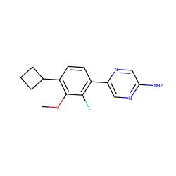 COc1c(C2CCC2)ccc(-c2cnc(N)cn2)c1F ZINC000224560444