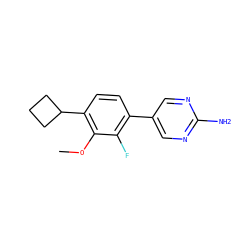 COc1c(C2CCC2)ccc(-c2cnc(N)nc2)c1F ZINC000212150273