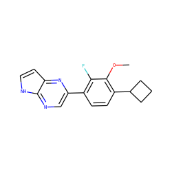 COc1c(C2CCC2)ccc(-c2cnc3[nH]ccc3n2)c1F ZINC000212139956