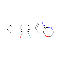 COc1c(C2CCC2)ccc(-c2cnc3c(c2)OCCN3)c1F ZINC000224552630