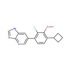 COc1c(C2CCC2)ccc(-c2cnc3nc[nH]c3c2)c1F ZINC000224562509