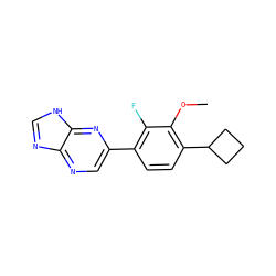 COc1c(C2CCC2)ccc(-c2cnc3nc[nH]c3n2)c1F ZINC000224547946