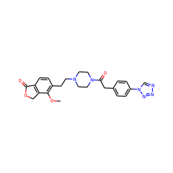 COc1c(CCN2CCN(C(=O)Cc3ccc(-n4cnnn4)cc3)CC2)ccc2c1COC2=O ZINC000096286291