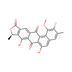 COc1c(Cl)c(C)cc2cc(O)c3c(c12)C(=O)c1cc2c(c(O)c1C3=O)[C@@H](C)OC2=O ZINC000028973510