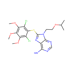COc1c(Cl)c(Sc2nc3c(N)ncnc3n2CCOC(C)C)c(Cl)c(OC)c1OC ZINC000013642812