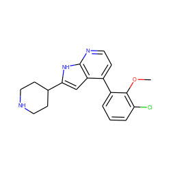 COc1c(Cl)cccc1-c1ccnc2[nH]c(C3CCNCC3)cc12 ZINC000226052324
