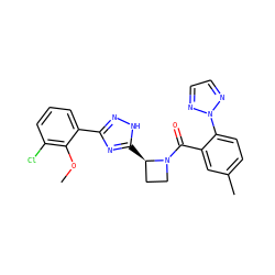 COc1c(Cl)cccc1-c1n[nH]c([C@@H]2CCN2C(=O)c2cc(C)ccc2-n2nccn2)n1 ZINC000218111743