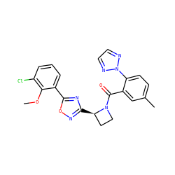 COc1c(Cl)cccc1-c1nc([C@@H]2CCN2C(=O)c2cc(C)ccc2-n2nccn2)no1 ZINC000218180502