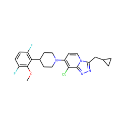 COc1c(F)ccc(F)c1C1CCN(c2ccn3c(CC4CC4)nnc3c2Cl)CC1 ZINC000095560653