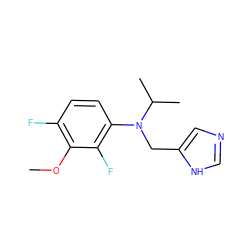COc1c(F)ccc(N(Cc2cnc[nH]2)C(C)C)c1F ZINC000096177503