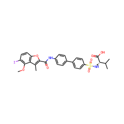 COc1c(I)ccc2oc(C(=O)Nc3ccc(-c4ccc(S(=O)(=O)N[C@H](C(=O)O)C(C)C)cc4)cc3)c(C)c12 ZINC000028528857