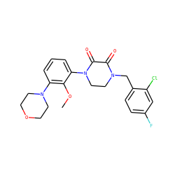 COc1c(N2CCOCC2)cccc1N1CCN(Cc2ccc(F)cc2Cl)C(=O)C1=O ZINC000095565880