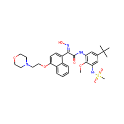 COc1c(NC(=O)/C(=N/O)c2ccc(OCCN3CCOCC3)c3ccccc23)cc(C(C)(C)C)cc1NS(C)(=O)=O ZINC000058599056