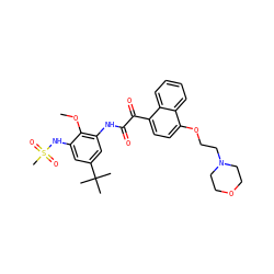COc1c(NC(=O)C(=O)c2ccc(OCCN3CCOCC3)c3ccccc23)cc(C(C)(C)C)cc1NS(C)(=O)=O ZINC000058540931